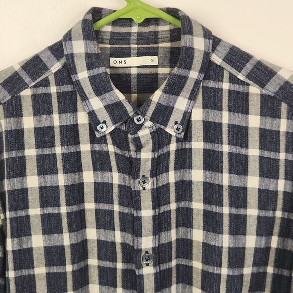 O.N.S. Long Sleeve Cotton Plaid Print Button Down Shirt Small - Picture 3 of 6